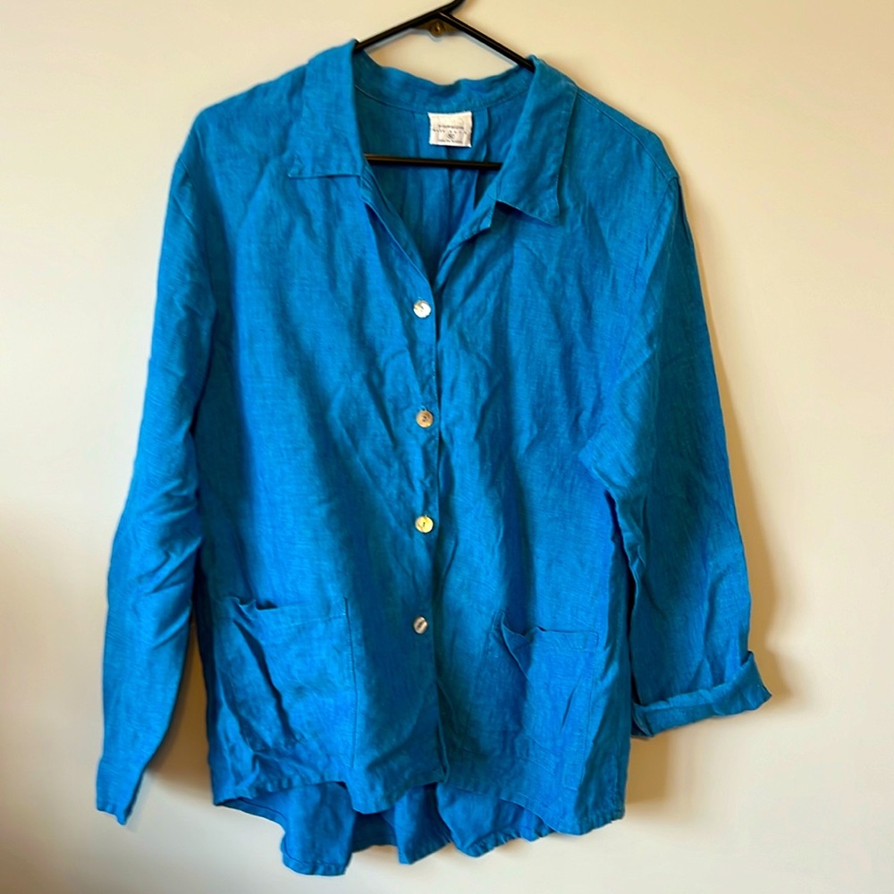 Stunning Click Indigo Blue Linen Jacket